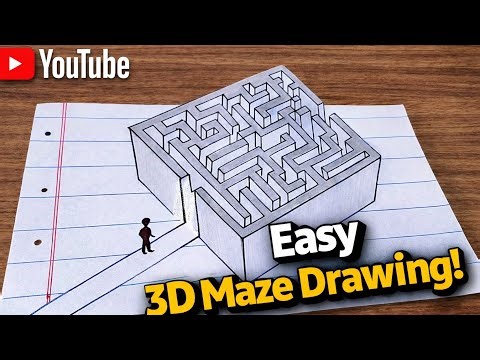 Easy 3D maze drawing on paper | drawing for beginners #art