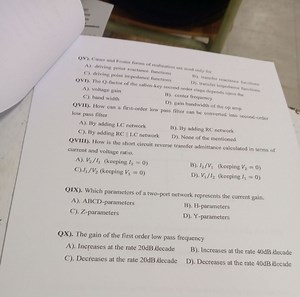 Multiple Choice QuestionsQV. Cauer and Foster forms of realiz... | Filo