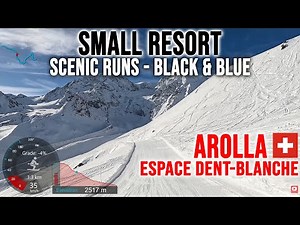 [4K] Skiing Arolla, Small Resort - Scenic Black & Blue Runs, Val d'Hérens Switzerland, GoPro HERO13