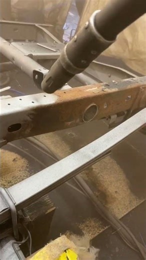 Sandblasting a truck frame #restoration #automobile #constructionequipment #landscaping