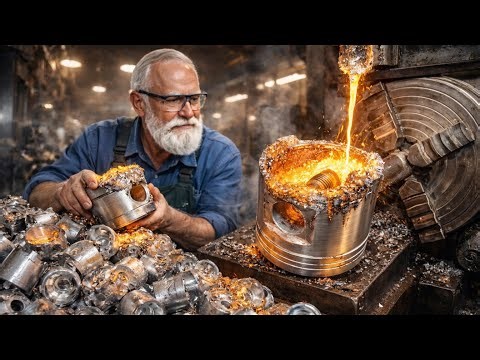 From Scrap to Power! Master Craftsman Reforges Giant Engine Pistons Like Magic!