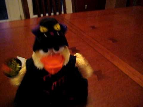 Halloween costumed chicken doing the chicken dance