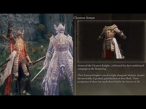 Elden Ring Cleanrot Knight Full Armor Set Drop Location Showcase Prayer Room Miquella's Haligtree