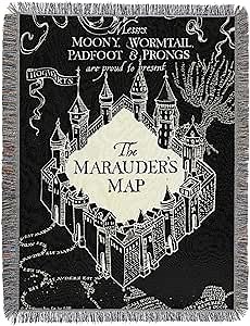 Northwest Harry Potter Woven Tapestry Throw Blanket, Designer Home Décor, Modern, Unique Gift, 48" x 60", Night Map
