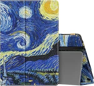 MoKo Case Fits All-New Kindle Fire HD 10 & 10 Plus Tablet (11th Generation, 2021 Release) 10.1" - Slim Folding Stand Cover with Auto Wake/Sleep, Starry Night Blue