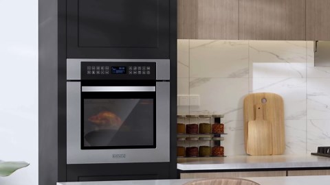 Empava Built-In Electric Single Wall Oven 24 inch with Convection and Rotisserie 10 Cooking Modes, Screen Touch Control, Stainless Steel