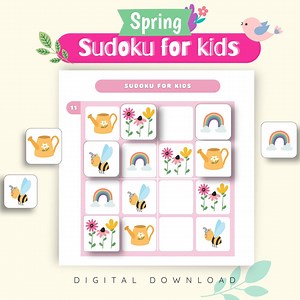 Printable Spring Sudoku Puzzles for Kids: Easy 3x3, 4x4 Grids (PDF) - Etsy
