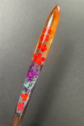 Slim Hair Stick - Pixie Garden - Handmade Lightweight Resin Wood Pin, Fork, Gift for Her - Etsy