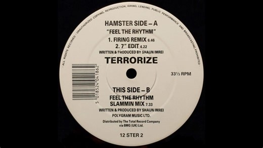 Terrorize - Feel the Rhythm [1992] 🫵😏 (Slammin Mix) Hamster Records 🐹 RIP Shaun Imrei (Producer) who sadly took his own life in 1999 😥 Words by Rob Conlon Imrei was known for his work as Bassheads, Elevation and also part of the collective Terrorize, a rarity of a rave group that also played gigs as a live band. YouTube has videos of their high energy stage show, performing their biggest tune, ‘It’s Just a Feeling’, sounding ready to follow Utah Saints by crossing over from the raves into th