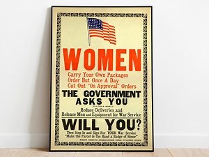 WWI Women's War Service Poster: Vintage Propaganda Art Print - Etsy UK