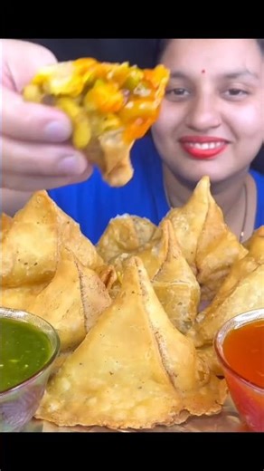 ASMR: Eating Samosa eating challenge 😍🤤 samosa jelebi green chilli Mukbang 😋