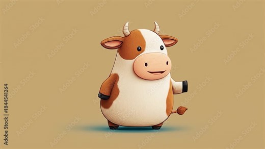 Cute animated cow character brings joy and fun to any creative scene in a playful setting
