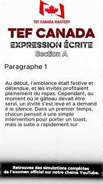 TEF Canada Expression Écrite - Rédaction Complète Tâche 1 | Examen Officiel