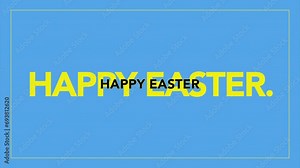 A simple and cheerful Easter greeting adorns a vibrant blue background. The hand-written text in yellow exudes a marker-like charm
