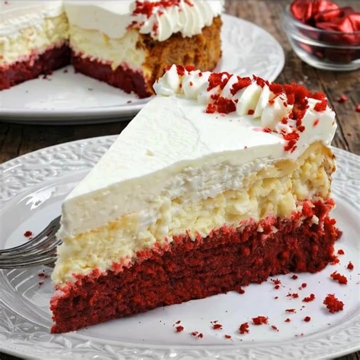 Red Velvet Cheesecake Ingredients: - Butter for greasing the cake pan - Flour for dusting the cake pan - 1 box red velvet cake mix plus ingredients listed on the box - 2 packages (8 oz each) cream cheese, softened - 2/3 cup sugar - 2 large eggs - 1/3 cup sour cream - 1 tablespoon flour - 1 teaspoon vanilla extract - 1/4 teaspoon kosher salt - 2 cups heavy cream - 4 tablespoons powdered sugar - 2 teaspoons vanilla extract Directions: Preheat Oven: 1.1. Preheat your oven to 350°F (175°C). Grease a