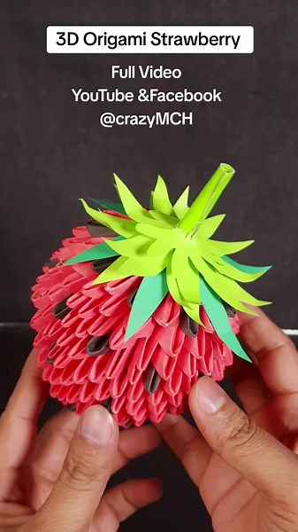 3D Origami Strawberry Making Tutorial