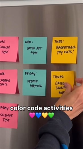 2.3K views | Back-to-school mornings don’t have to be chaos. Color-coded Post-it® Notes mean every kid’s to-dos, due dates, and practices are on track — and mom is too. One small note, one giant win. ✍️ | Post-it | Facebook