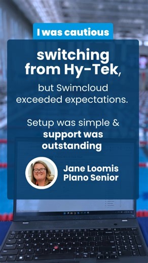Swimcloud on Instagram: "We get it — switching from Hy-Tek sounds risky. But it doesn’t have to be. Setup is simple. Support’s legit. And the software? Built by swimming people — not marketing people. We’ll let Jane @j_lo_tx from @planoswimdive tell you the rest. 👇 #Swimcloud #SwimMeet #MeetManager #SwimLife #SwimCoach #HighSchoolSwimming #SwimCommunity #swimcloudmeetmanager"