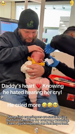 Father’s reaction when the baby gets their ears pierced #crying #reaction #cute #wholesome #foryou