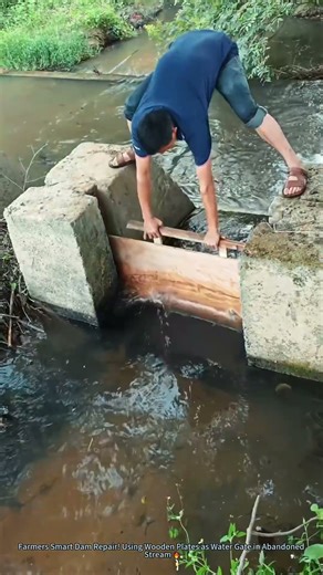 Farmers Smart Dam Repair! Using Wooden Plates as Water Gate in Abandoned Stream 🔥