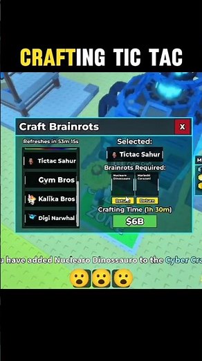 Crafting Tic Tac Sahur in Steal a brainrot craft machine