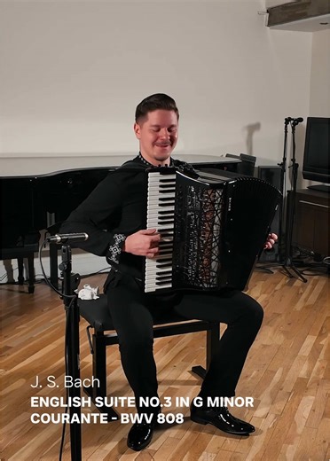 A moment from my first concert of this trip to the States! We had an intimate private solo recital in New York, featuring a breathtaking array of works spanning centuries and styles in my own transcriptions. 🙌 In the video: J. S. Bach - English Suite No. 3 in G minor - ⁠Courante, BWV 808 The performance also included works by Rameau, Liszt, Kusyakov, François Couperin and others! I am very excited to post more about this beautiful evening of classical music 🎶 #Accordion #Classicalmusic #Accord