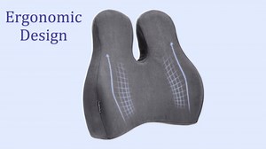 Lumbar Support Pillow for Office Chair - Memory Foam Back Cushion for Chair, Car, Couch - Lumbar Pillow Promotes Better Posture, Back Pain Relief with Adjustable Strap & Non-Slip