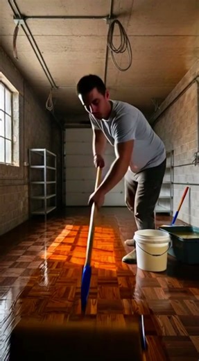 piso de parquet en un garaje