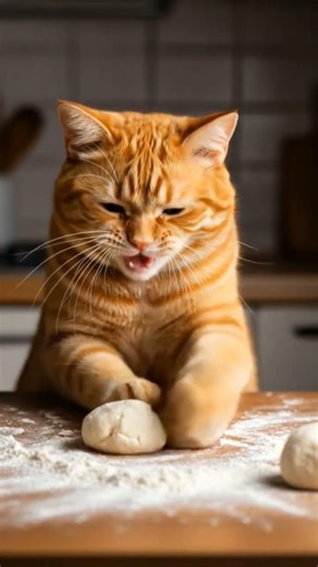 Cat baking bread