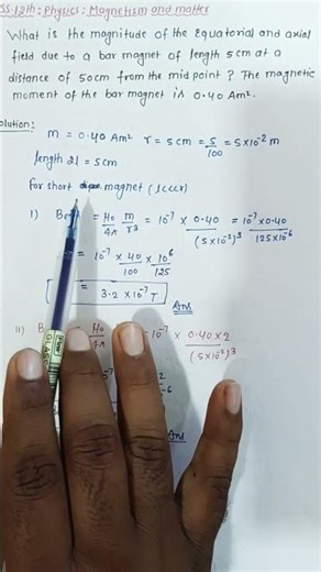 CBSE Class 12 Physics| Numerical on Axial &Equatorial Magnetic Field|Bar Magnet Example #magnetism