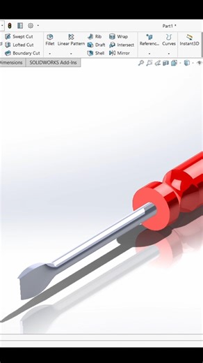 Screwdriver modelling in Solidworks 🪛. Full video in my channel #solidworks #cad