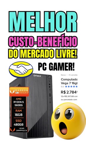 PC Gamer Simples MELHOR CUSTO-BENEFÍCIO do Mercado Livre!