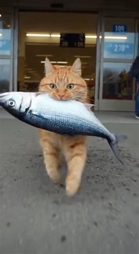 Orange cat steals fish, pug saves the day #cats #pets #shorts