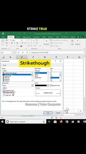 Cara Coret Teks di Microsoft Excel untuk Pemula #microsoftexcel #tutorialexcel #belajarexcel #fyp #tipsexcel