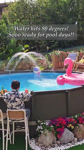 Water hits 80 degrees! Sooo ready for pool days!! #pool #pooltips #pool1 #poolparty