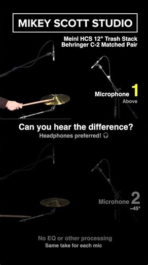 Can You Hear The Difference? Behringer C-2 — Above vs ~45° on Meinl HCS 12” Trash Stack