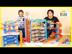 Ryan's Biggest Hot Wheels Collection Playset and Super Ultimate Garage Cars!!! - Videos For Kids