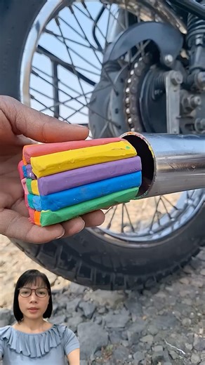 He stuffed crayons into the exhaust pipe of his motorbike. #trendingshorts #trendingvideo #shorts...