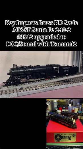 Key Imports Brass HO Scale AT&SF Santa Fe 2-10-2 # 3842 upgraded to DCC/Sound with Soundtraxx Tsunami2 Steam-2 TSU-22000 . . . #modeltrain #modelrailroad #hoscale #steamlocomotive #atsf