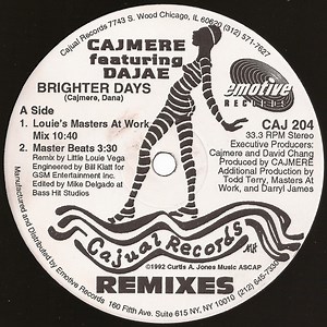 Cajmere Featuring Dajae - Brighter Days (Remixes)