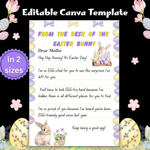 Easter Bunny Letter Printable | Minimal Easter Letter for Kids | Easter Surprise Note | A4 & 5x7 Instant Download - Etsy