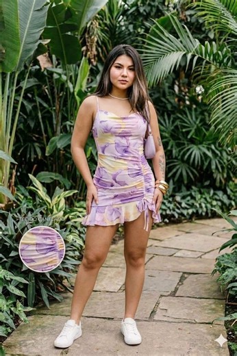 Mini vestido floral estilo “GRINGA”😮‍💨👌🏻💜✨ #vestido #modafeminina #tendencia #mulheres #fyp