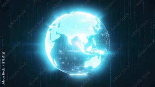 The sphere rotates slowly on its axis The camera remains locked Light particles orbit gently Cinematic realism