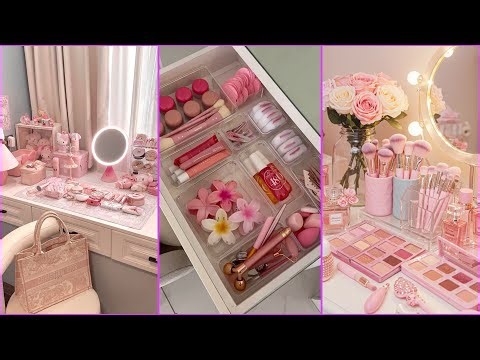 Aesthetic Pink Makeup Vanity Organization 🎀✨ | Pink Restocking & Beauty Setup