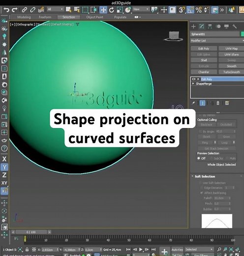 Improve your skills! Shape projection on curved surfaces - 3ds Max modeling tutorial #3dsmaxtutorial