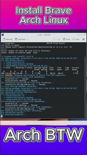 Install Brave Browser in Arch Linux 🦁 | Privacy Browser Setup #shorts #archlinux