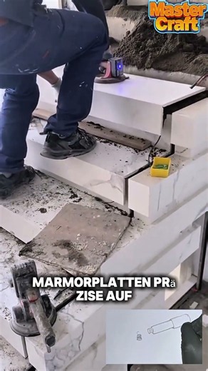 How to install marble slabs on stairs with a laser? Tiler technique explained!