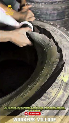 **Tire Flipping Process with Precision Techniques** #workersvillage #innovation