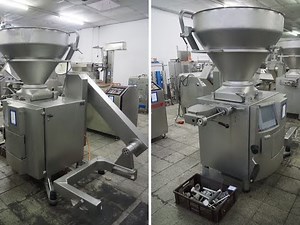 1722-46: Handtmann vacuum filling machine with lifter for bins and linking and case holding device
