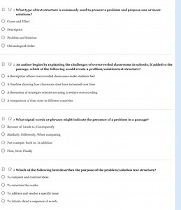 What type of text structure is commonly used to present a probl... | Filo
